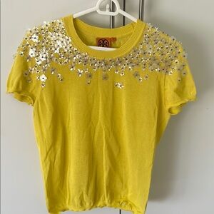 Tory Burch Yellow Embellished Top